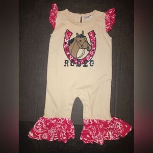 Infant girls Rodeo themed romper